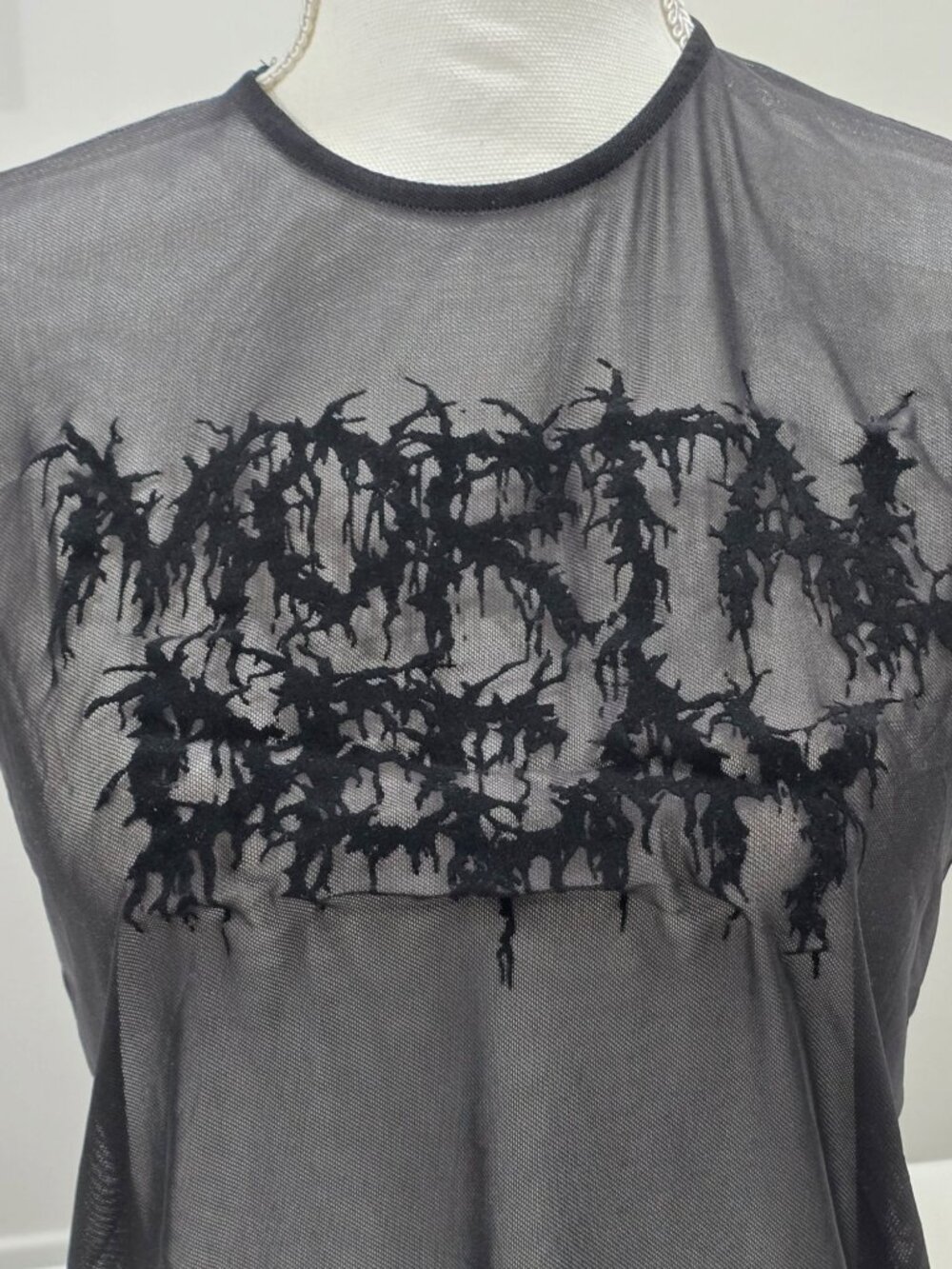 Widow Dolls Kill Mortal Decay Black Mesh Gothic Graphic Baby Tee Shirt Sz XL New - Picture 3 of 9
